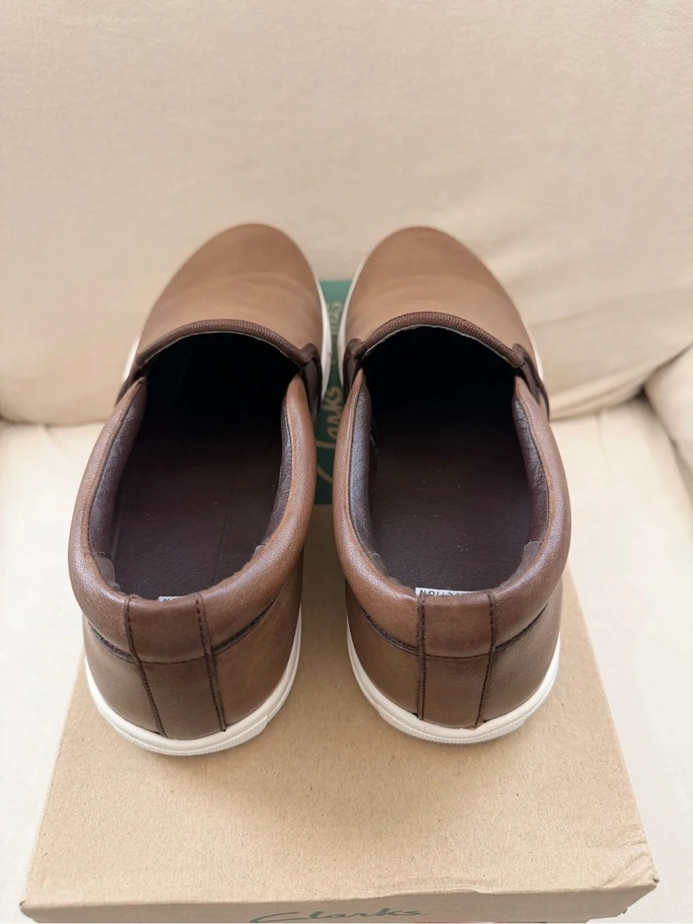 Clarks Men’s Brown Leather Slip-On Sneakers